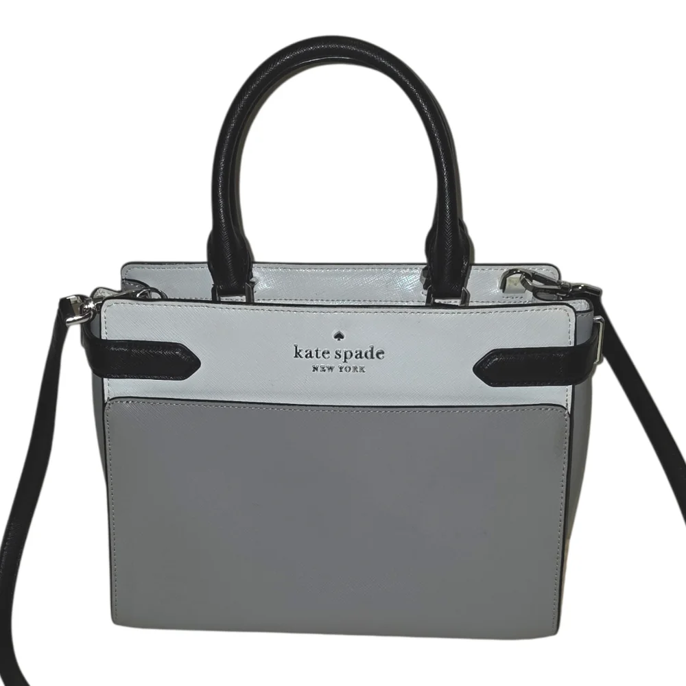 Kate Spade New York Staci Colorblock Medium Satchel Bag - Gray, Black, White - Picture 2 of 8